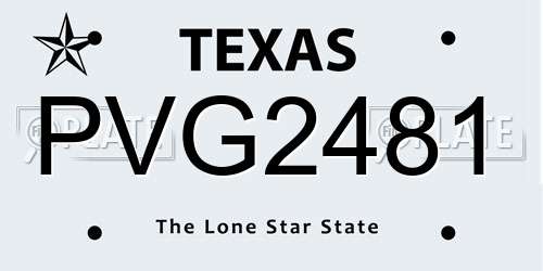 PVG2481 Texas License Plate