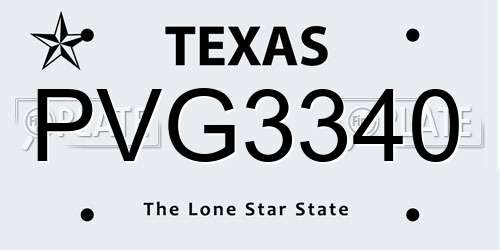 PVG3340 Texas License Plate