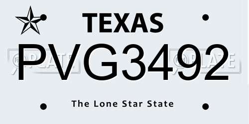 PVG3492 Texas License Plate