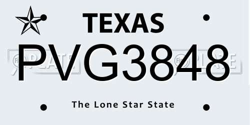 PVG3848 Texas License Plate