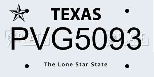 PVG5093 Texas License Plate