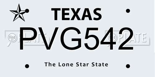 PVG542 Texas License Plate