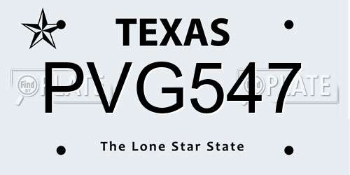 PVG547 Texas License Plate