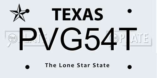 PVG54T Texas License Plate