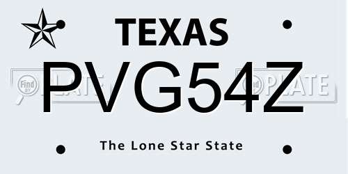 PVG54Z Texas License Plate