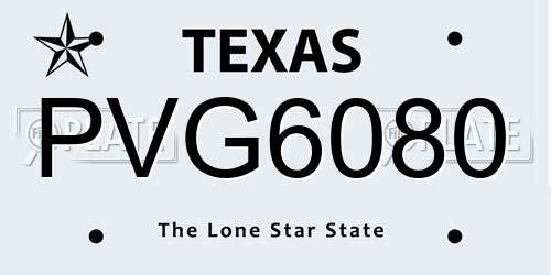 PVG6080 Texas License Plate