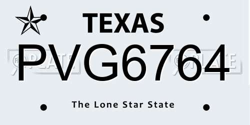 PVG6764 Texas License Plate
