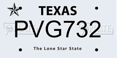 PVG732 Texas License Plate