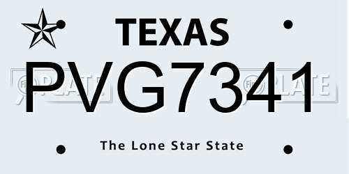 PVG7341 Texas License Plate