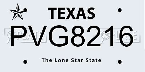 PVG8216 Texas License Plate