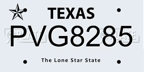 PVG8285 Texas License Plate
