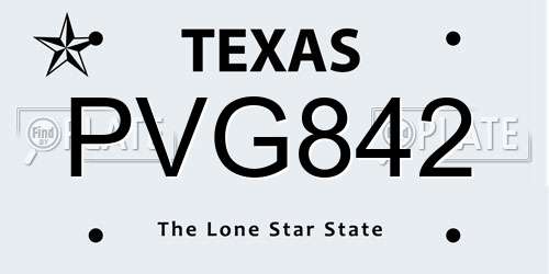 PVG842 Texas License Plate