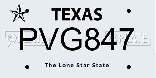 PVG847 Texas License Plate