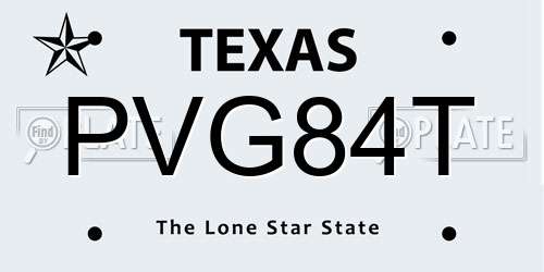 PVG84T Texas License Plate