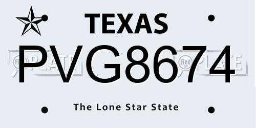 PVG8674 Texas License Plate