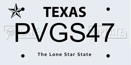 PVGS47 Texas License Plate