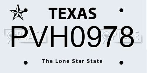 PVH0978 Texas License Plate