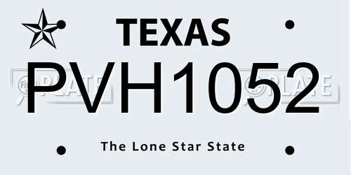 PVH1052 Texas License Plate