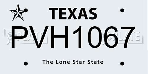 PVH1067 Texas License Plate