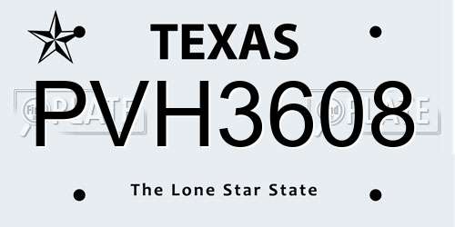 PVH3608 Texas License Plate