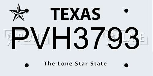 PVH3793 Texas License Plate