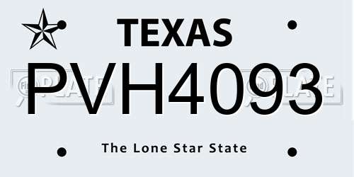 PVH4093 Texas License Plate
