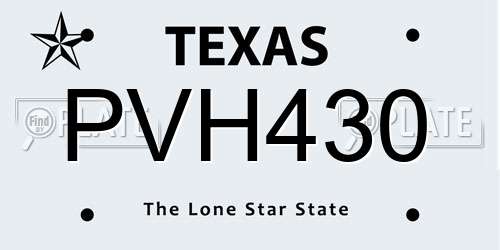 PVH430 Texas License Plate