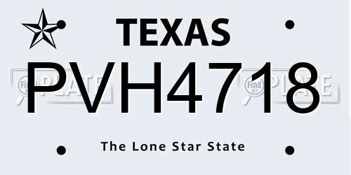 PVH4718 Texas License Plate
