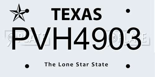 PVH4903 Texas License Plate