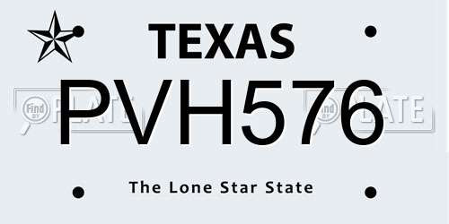 PVH576 Texas License Plate