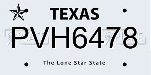 PVH6478 Texas License Plate