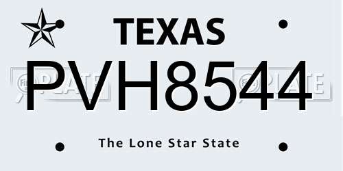 PVH8544 Texas License Plate