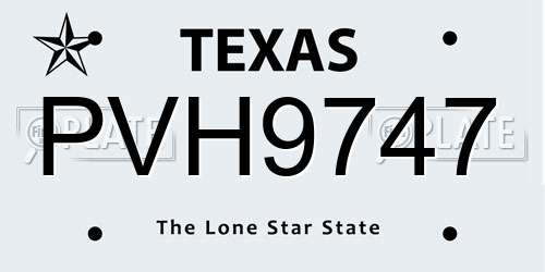 PVH9747 Texas License Plate