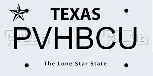 PVHBCU Texas License Plate