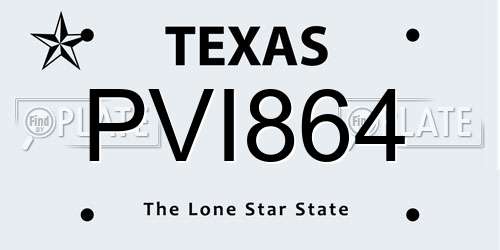 PVI864 Texas License Plate