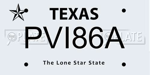 PVI86A Texas License Plate