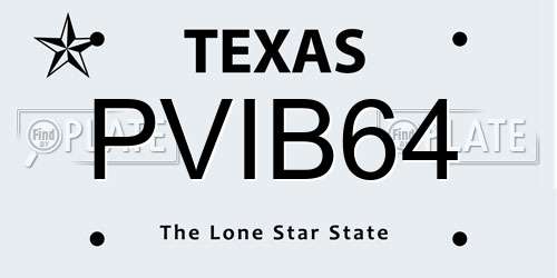 PVIB64 Texas License Plate