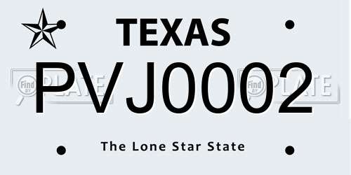PVJ0002 Texas License Plate