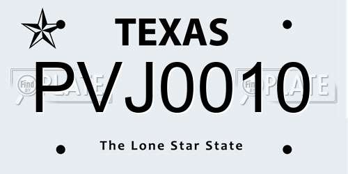 PVJ0010 Texas License Plate