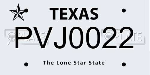 PVJ0022 Texas License Plate