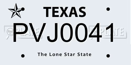 PVJ0041 Texas License Plate