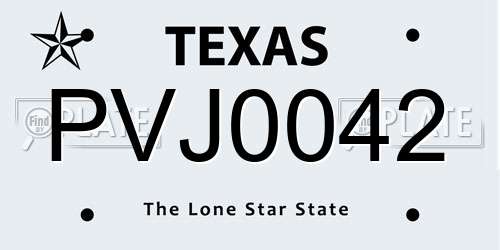 PVJ0042 Texas License Plate