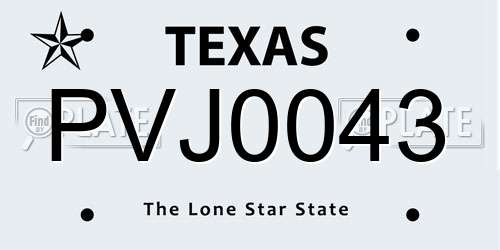 PVJ0043 Texas License Plate
