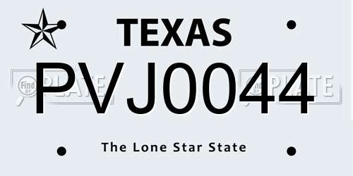 PVJ0044 Texas License Plate
