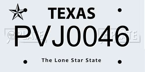 PVJ0046 Texas License Plate