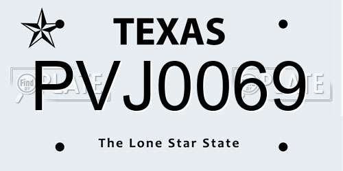 PVJ0069 Texas License Plate