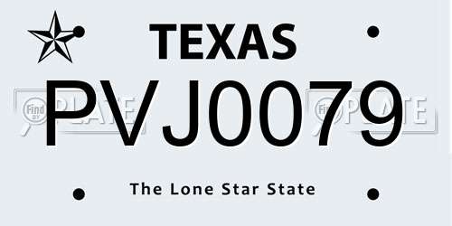 PVJ0079 Texas License Plate