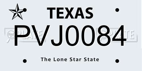 PVJ0084 Texas License Plate