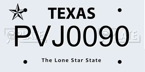 PVJ0090 Texas License Plate