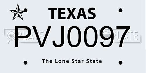 PVJ0097 Texas License Plate